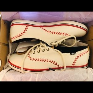 New Keds Women's Champion Pennant Baseball White Canvas